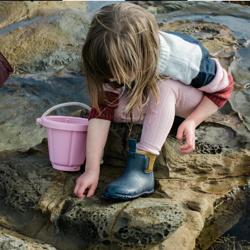 Bobbi Kids Wellington Boot // Oxford Blue & Tan - Image 5
