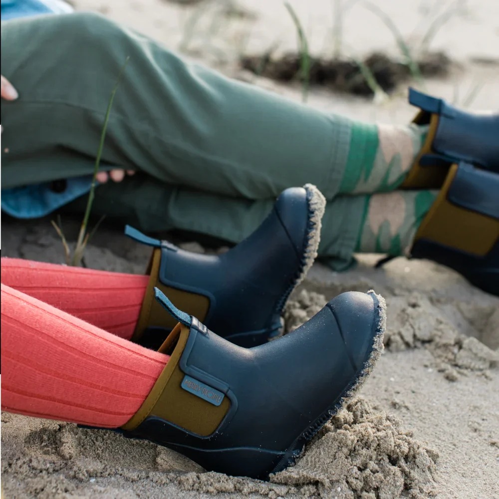 Bobbi Kids Wellington Boot // Oxford Blue & Tan - Image 6