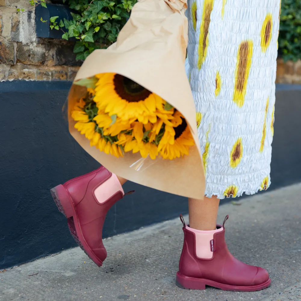 Bobbi Red Wellington Boot // Beetroot & Light Pink [Retired] - Image 13